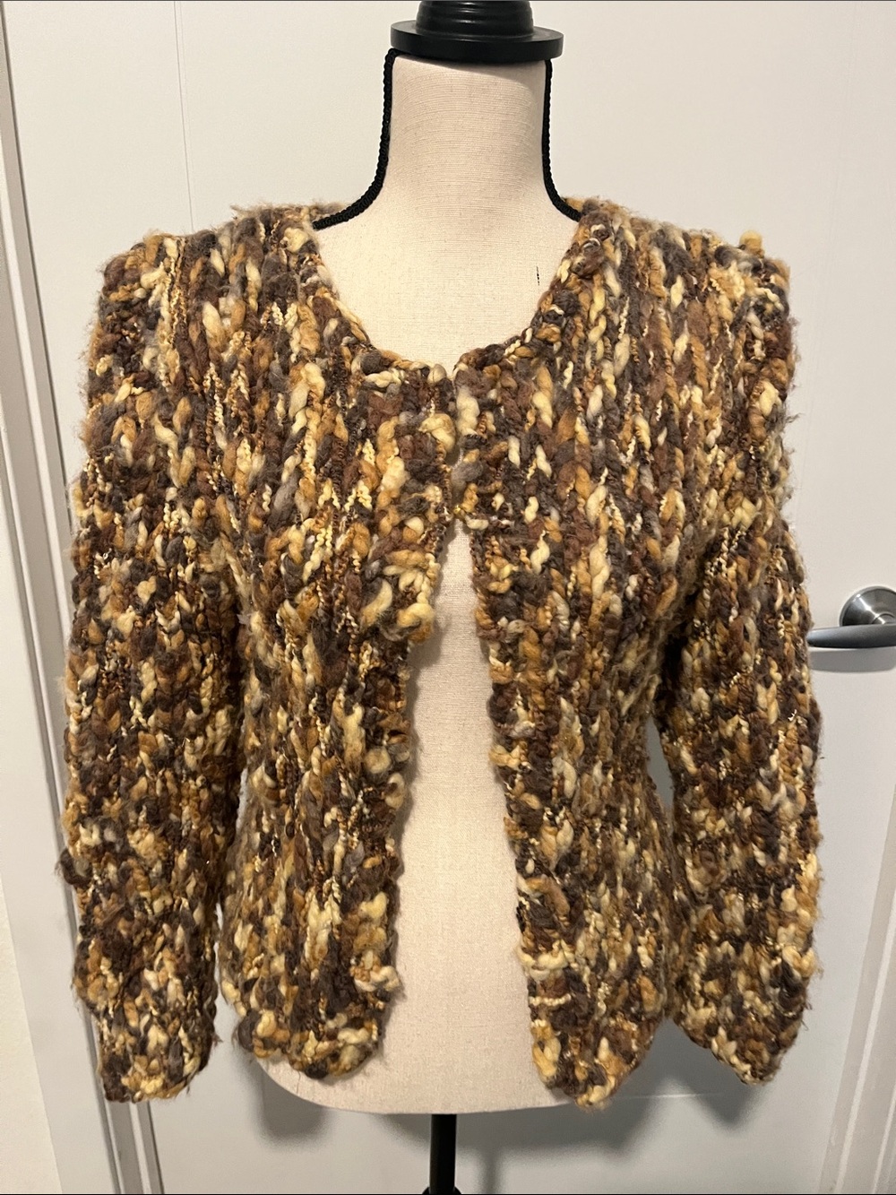 Coccole Chunky Knit Wool Blend Multicolored Cardigan Sweater Made In Italy